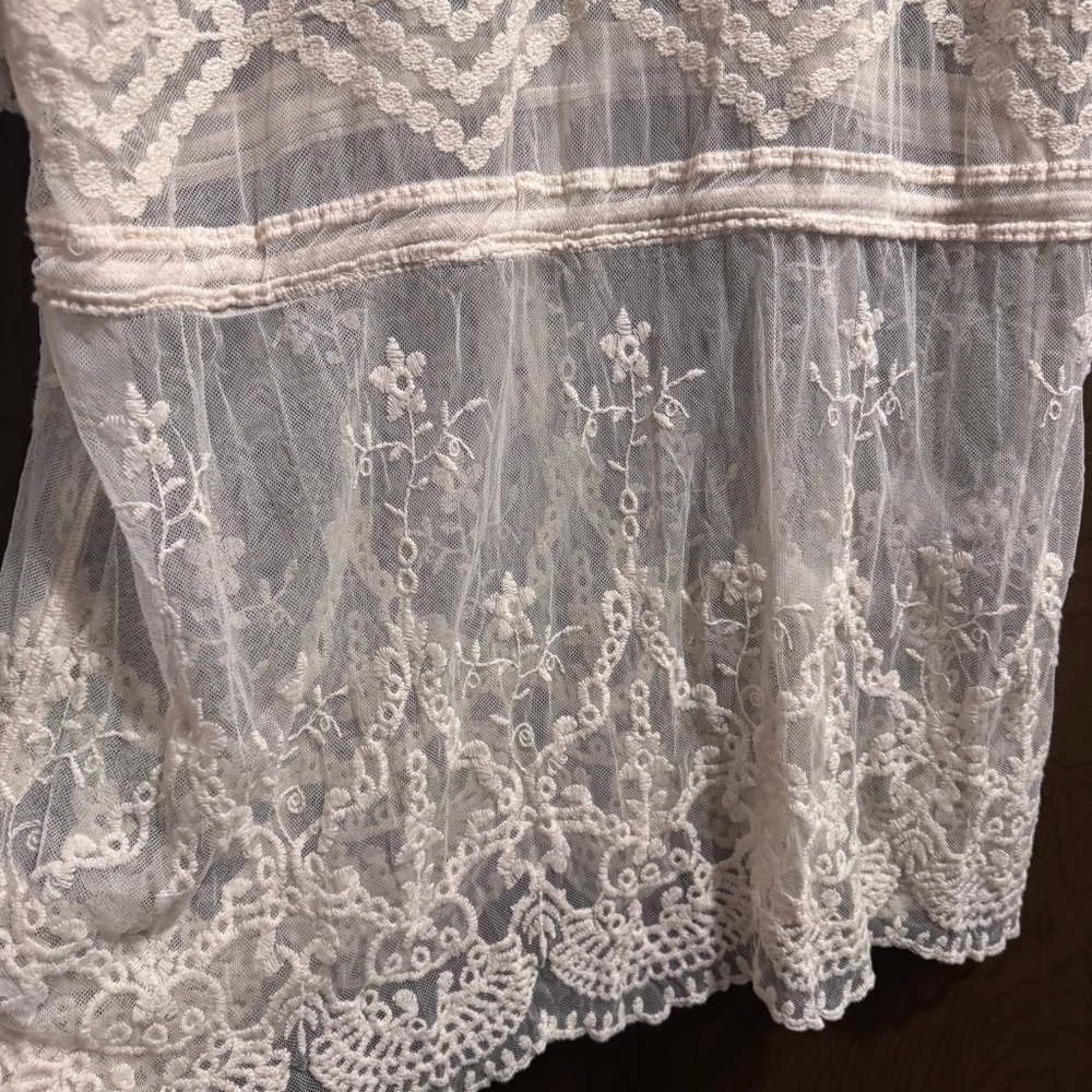 Lane Bryant Sheer Lace Cover-Up white crochet size 14/16 beach vacay hippie boho - Picture 10 of 13